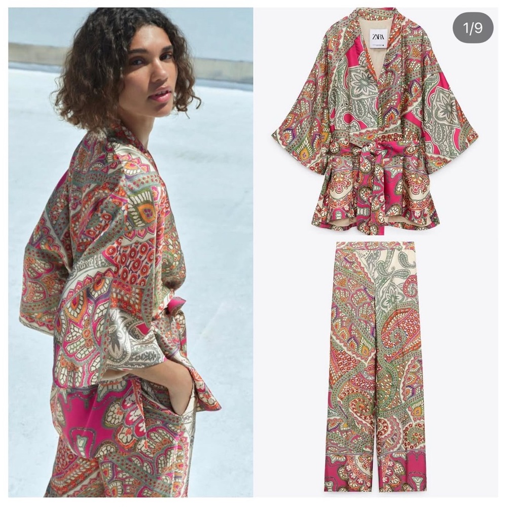 Zara Multicolor Paisley Kimono and Pants